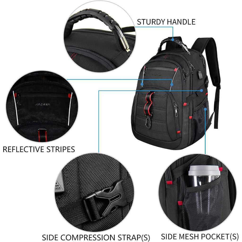KROSER 18.4" XXXL Travel Laptop Backpack with USB