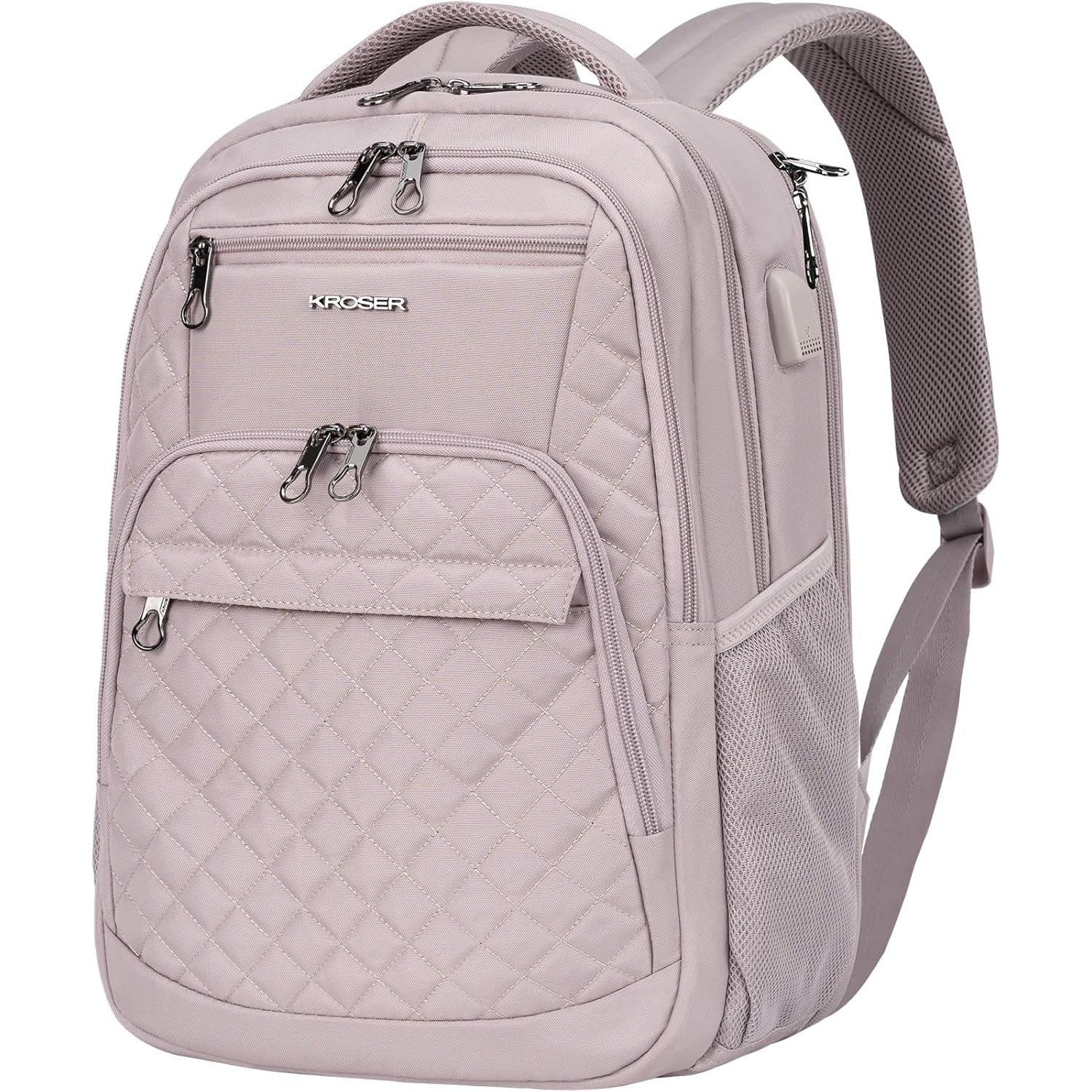 KROSER 17 Inch Quilted RFID Laptop Backpack with USB