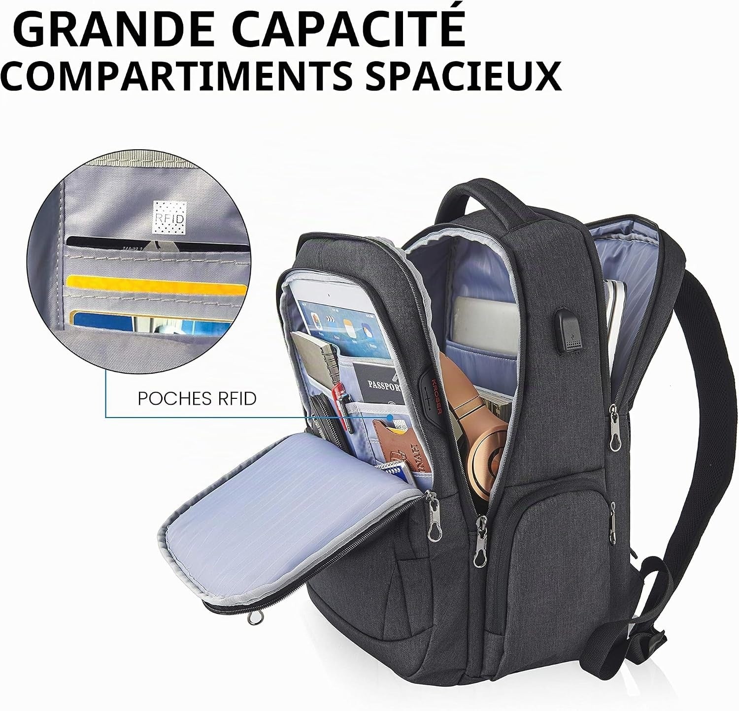 KROSER 17.3" Business Laptop Backpack with RFID