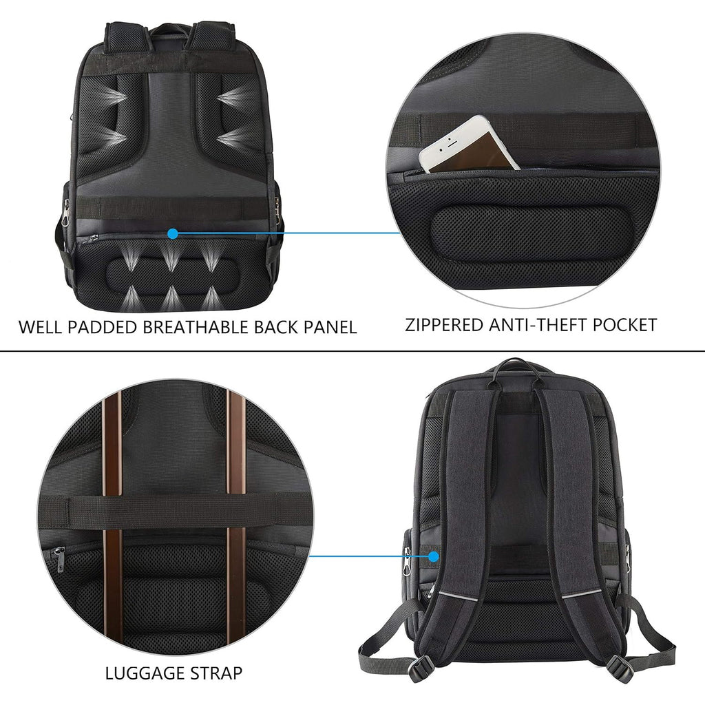 KROSER laptop backpack with padded breathable back panel and zippered anti-theft pocket.