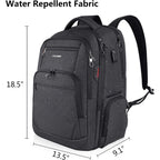 KROSER dark gray laptop backpack with front compartments, zip pulls, and side access pocket.