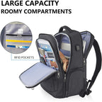 KROSER laptop backpack with open inner compartments and RFID pocket section.