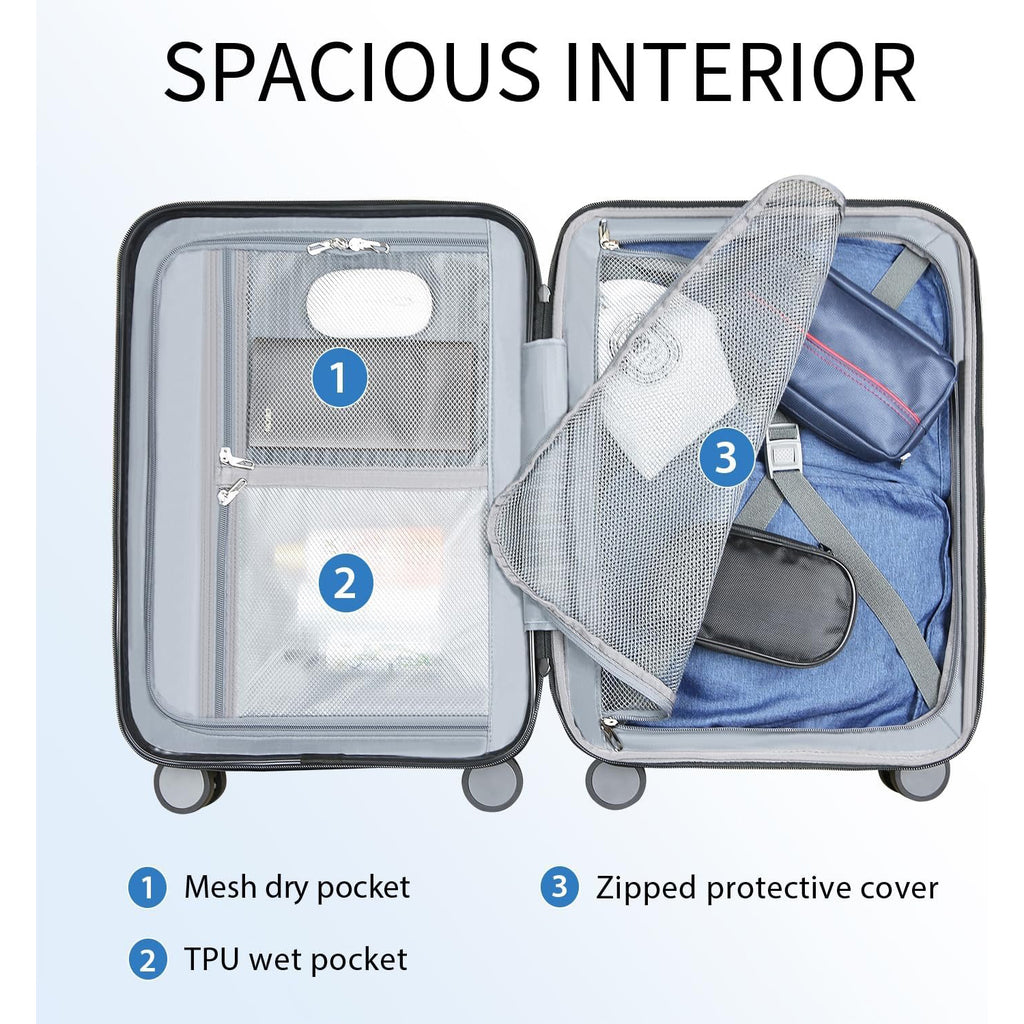 KROSER Steel Grey 20 Inch Expandable Carry-On Luggage