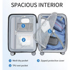KROSER Steel Grey 20 Inch Expandable Carry-On Luggage