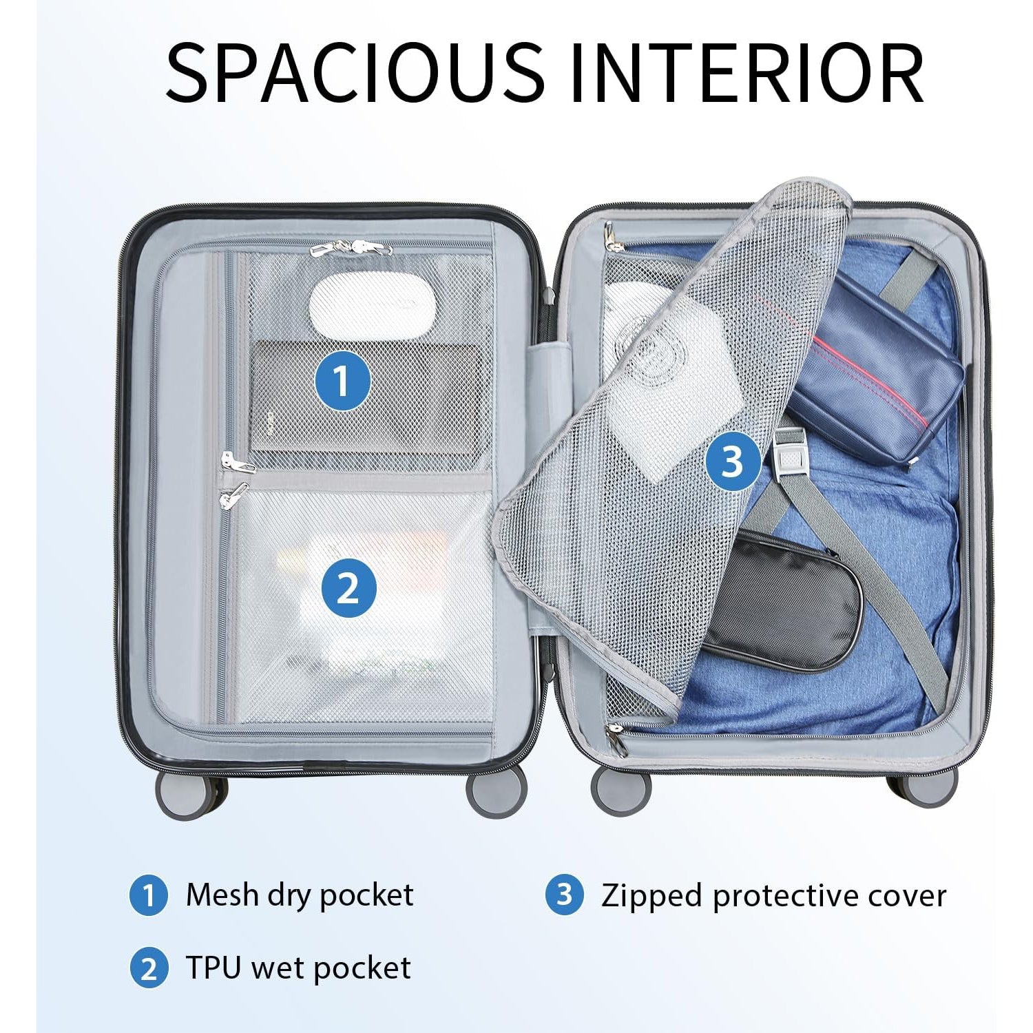 KROSER Steel Grey 20 Inch Expandable Carry-On Luggage