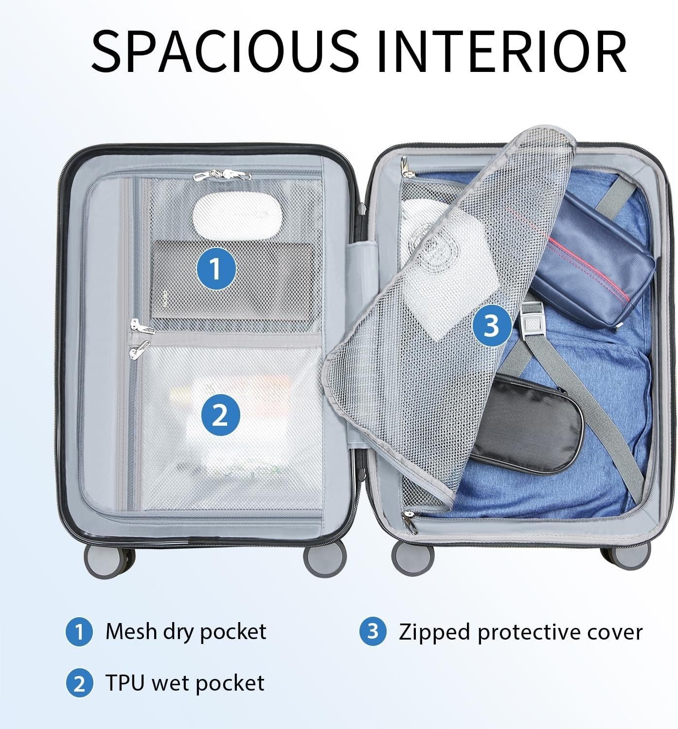 KROSER Steel Grey 20 Inch Expandable Carry-On Luggage