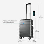 KROSER Steel Grey 20 Inch Expandable Carry-On Luggage