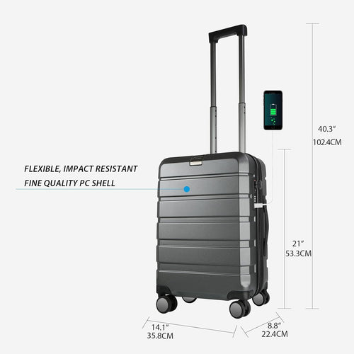 KROSER Steel Grey 20 Inch Expandable Carry-On Luggage