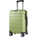 Green hard-shell carry-on luggage with telescoping handle and side access handle