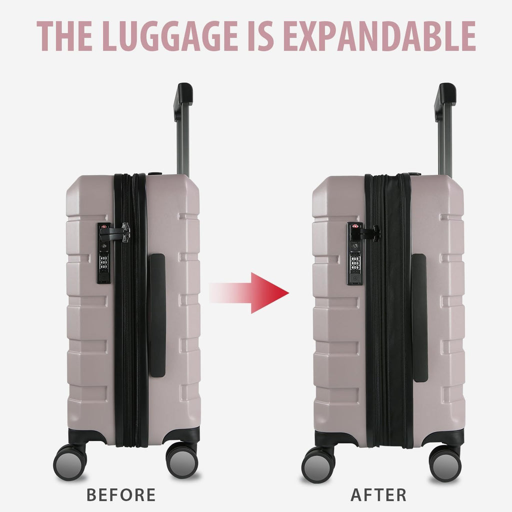 KROSER Light Purple 20 Inch Expandable Carry-On Luggage with TSA Lock