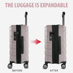 KROSER Light Purple 20 Inch Expandable Carry-On Luggage with TSA Lock