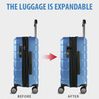 KROSER Light Blue 20 Inch Expandable Carry-On Luggage with TSA Lock