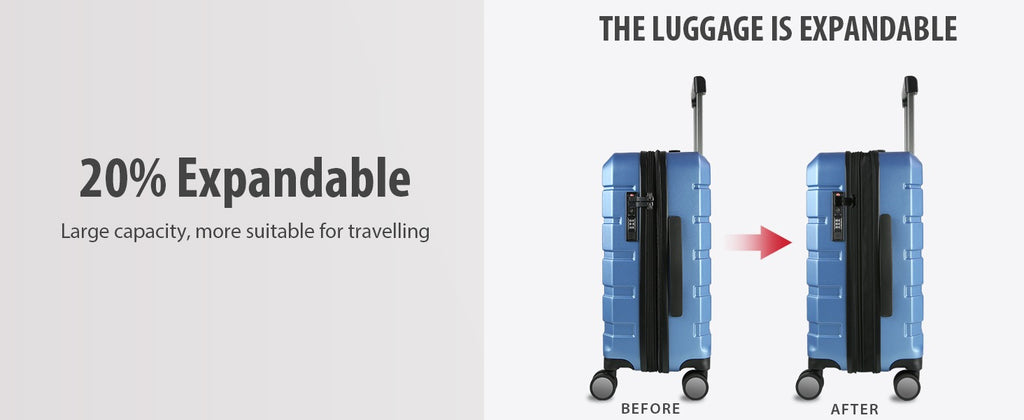 KROSER Light Blue 20 Inch Expandable Carry-On Luggage with TSA Lock