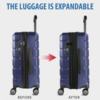 KROSER Navy 20 Inch Expandable Carry-On Luggage with TSA Lock