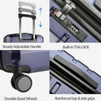 KROSER Navy 20 Inch Expandable Carry-On Luggage with TSA Lock