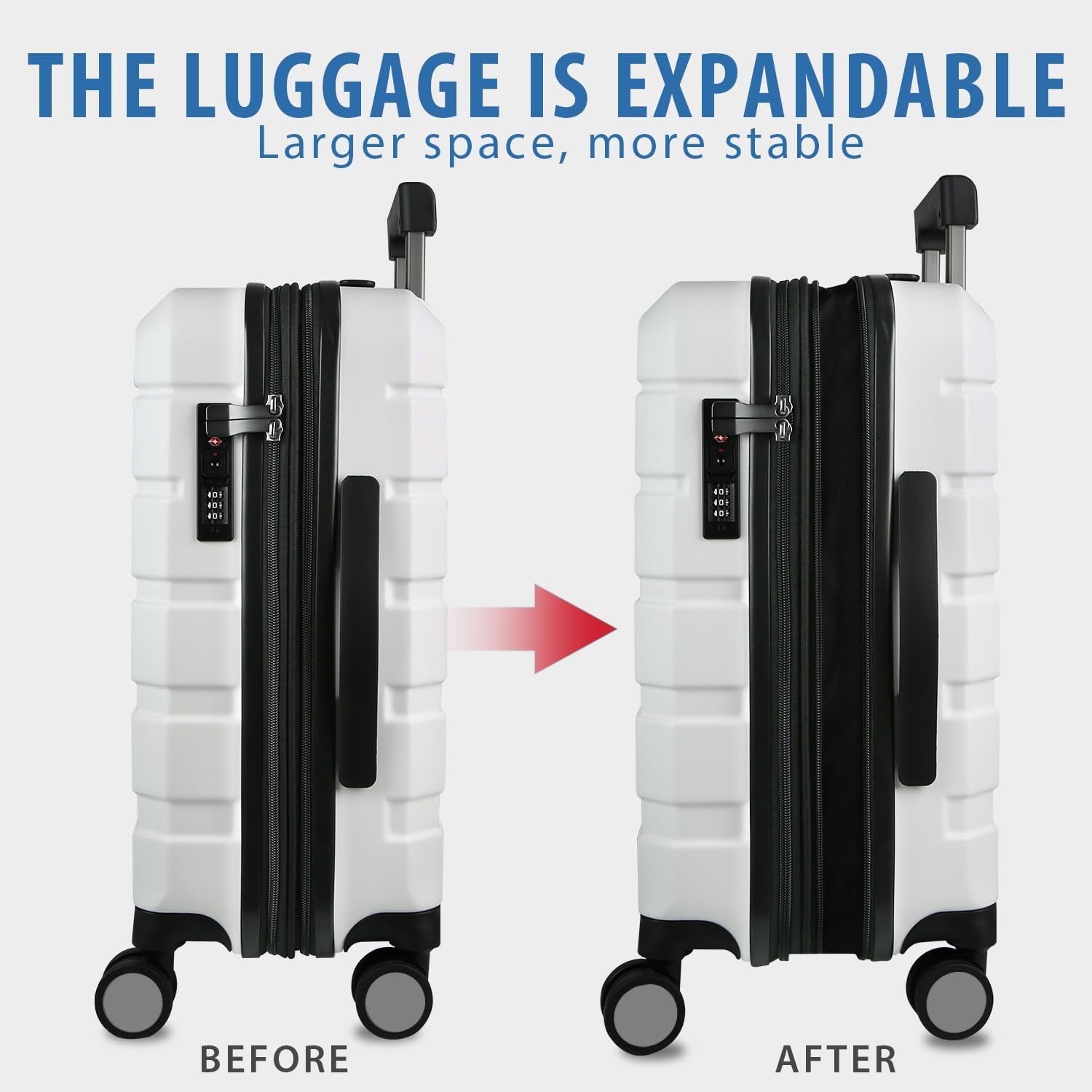 KROSER White 20 Inch Hardside Expandable Carry-On Luggage