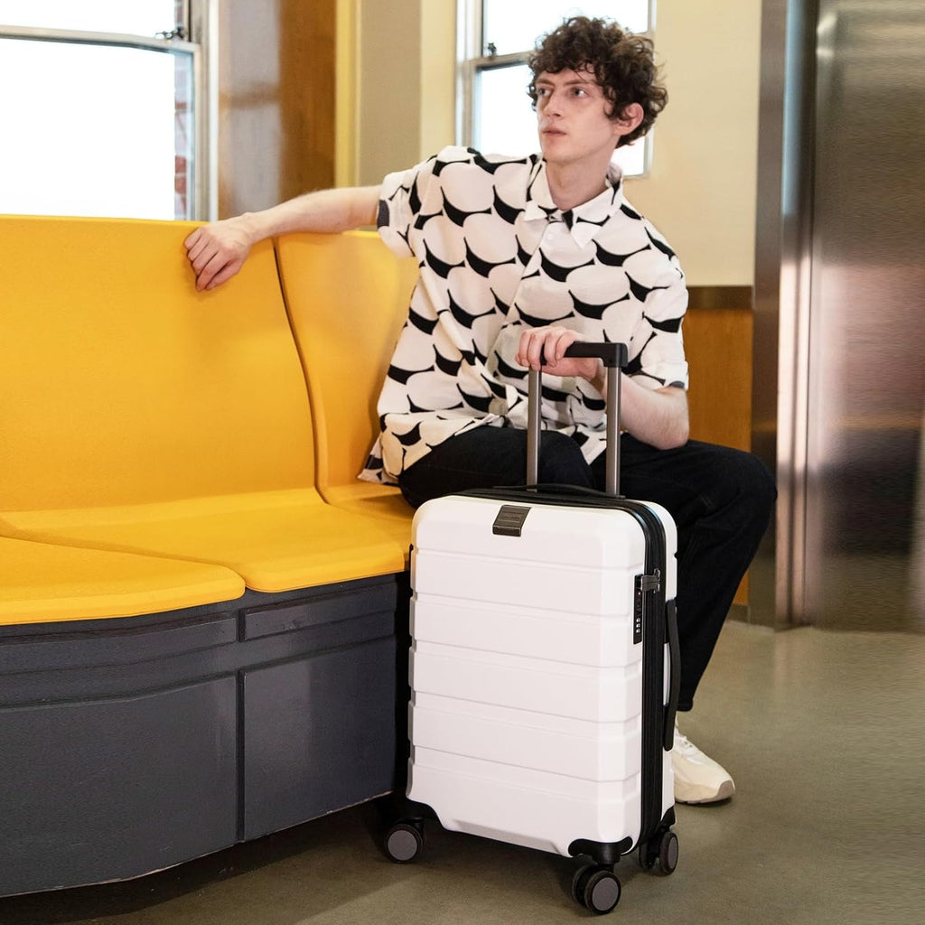 KROSER White 20 Inch Hardside Expandable Carry-On Luggage