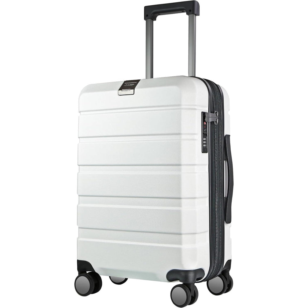 KROSER White 20 Inch Hardside Expandable Carry-On Luggage