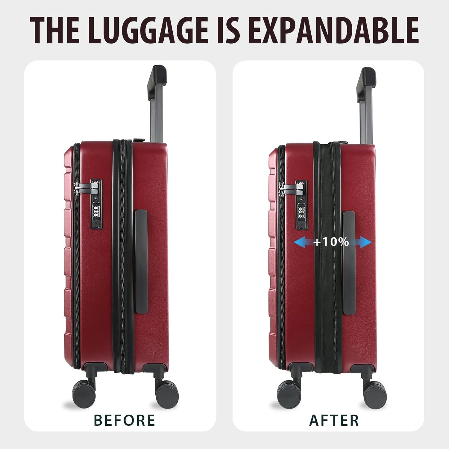 KROSER Burgundy 20 Inch Top-Loading Carry-On Luggage with USB & TSA Lock