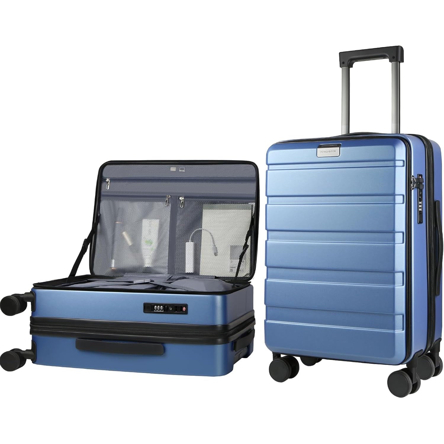 KROSER Light Blue 20 Inch Top-Loading Carry-On with TSA Lock & USB