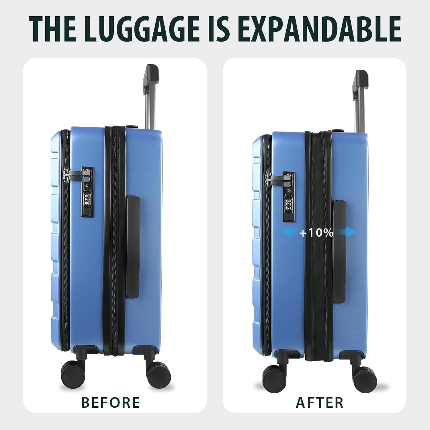 KROSER Light Blue 20 Inch Top-Loading Carry-On with TSA Lock & USB