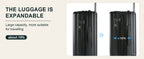KROSER Black 20 Inch Expandable Carry-On Luggage with USB & TSA Lock