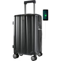 KROSER Black 20 Inch Expandable Carry-On Luggage with USB & TSA Lock
