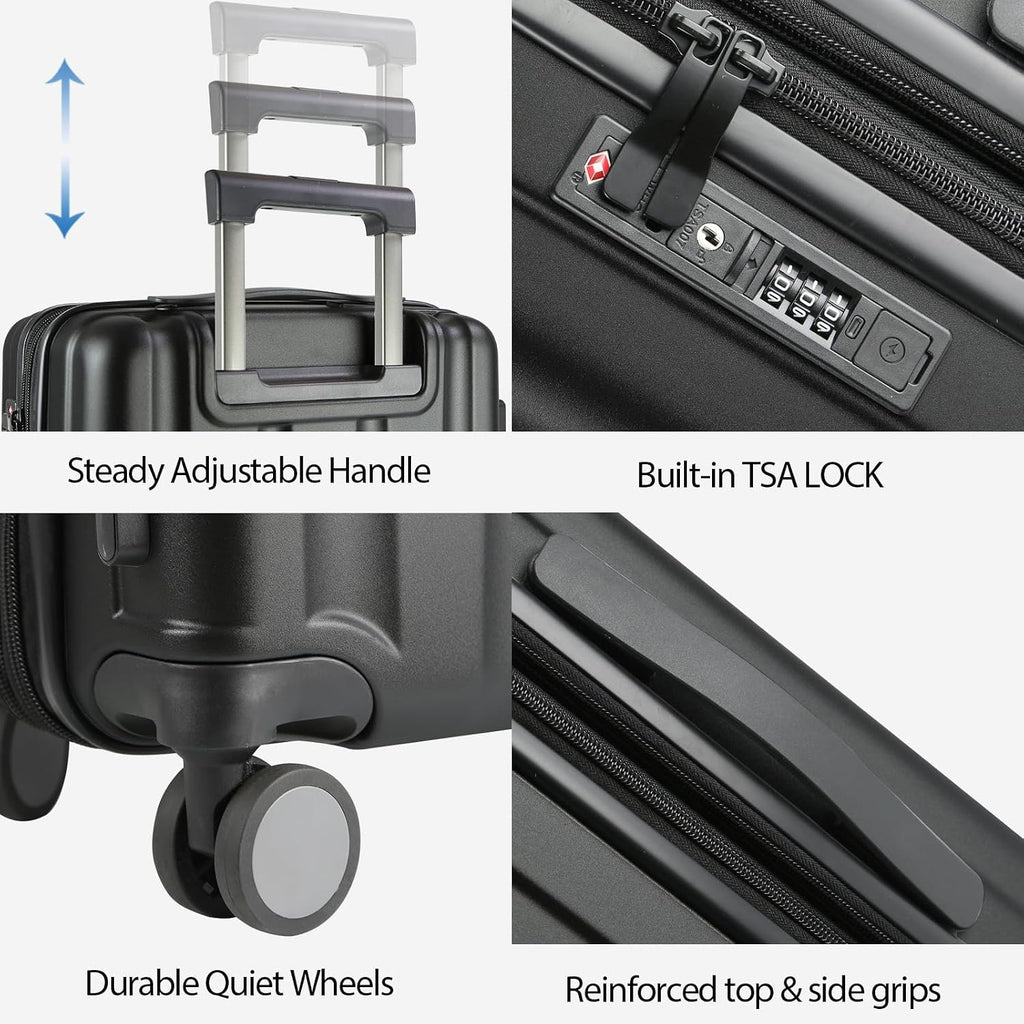 KROSER Black 20 Inch Expandable Carry-On Luggage with USB & TSA Lock