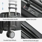 KROSER Black 20 Inch Expandable Carry-On Luggage with USB & TSA Lock