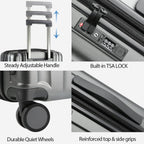 KROSER Black 20 Inch Hardside Carry-On Luggage with USB & TSA Lock