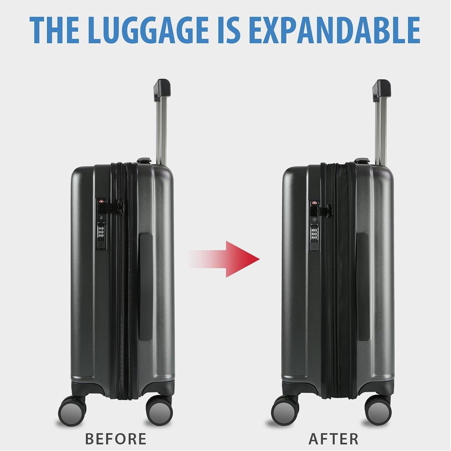 KROSER Black 20 Inch Hardside Carry-On Luggage with USB & TSA Lock