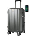KROSER Black 20 Inch Hardside Carry-On Luggage with USB & TSA Lock