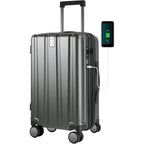 KROSER Black 20 Inch Hardside Carry-On Luggage with USB & TSA Lock