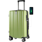 KROSER Green 20 Inch Hardside Expandable Carry-On Luggage with USB & TSA Lock