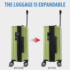 KROSER Green 20 Inch Hardside Expandable Carry-On Luggage with USB & TSA Lock