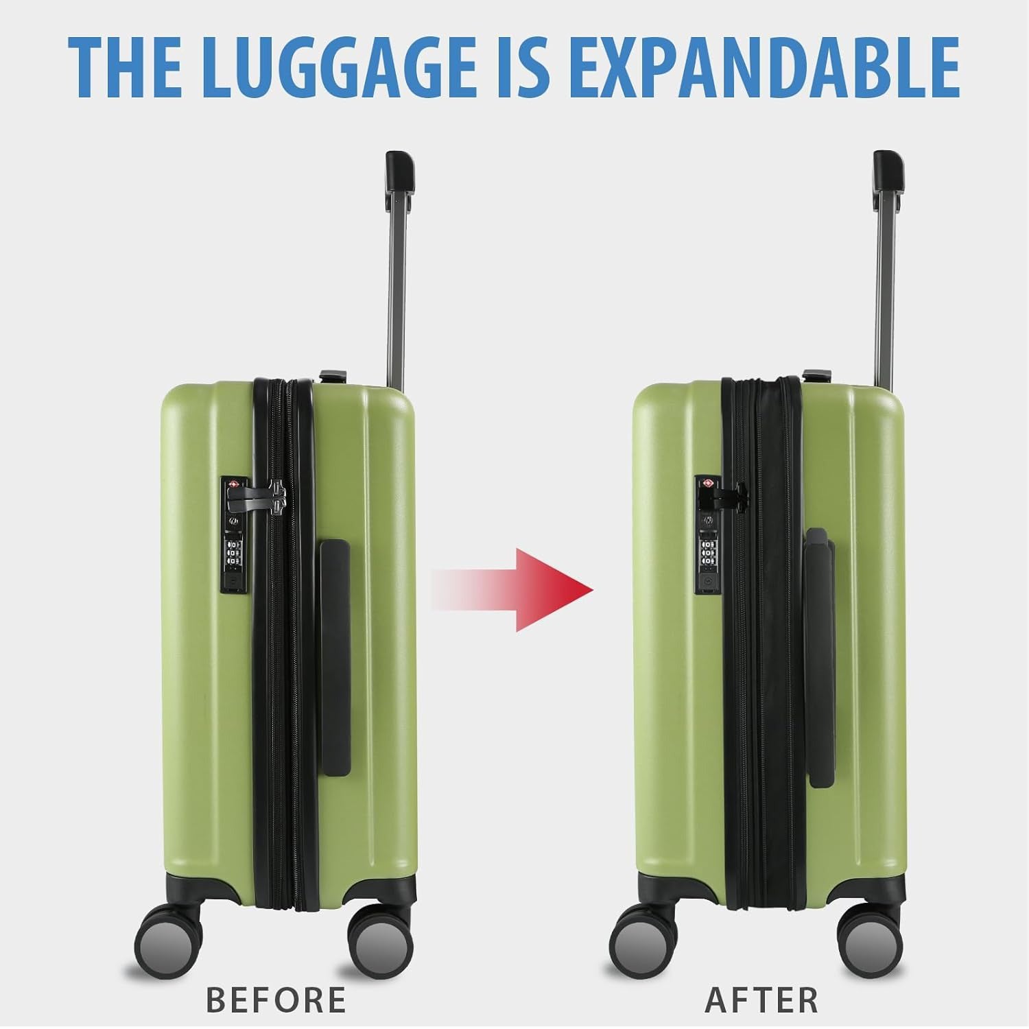 KROSER Green 20 Inch Hardside Expandable Carry-On Luggage with USB & TSA Lock