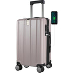 Matte purple/pink hardside carry-on luggage with telescoping handle, USB port and wheels