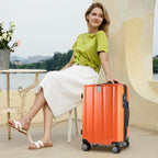 KROSER Orange 20 Inch Hardside Carry-On Luggage with USB & TSA Lock