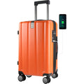 KROSER Orange 20 Inch Hardside Carry-On Luggage with USB & TSA Lock