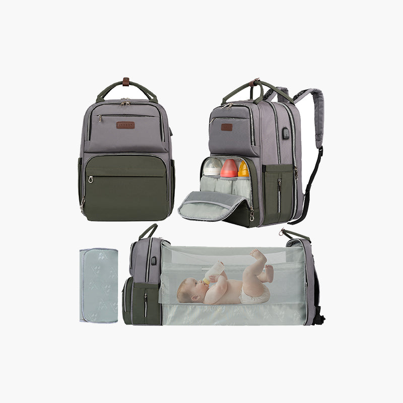 KROSER Foldable Diaper Backpack with Changing Station & Insulated Pockets