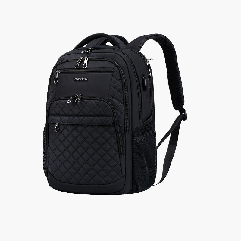 KROSER 17" Quilted Laptop Backpack with USB & RFID