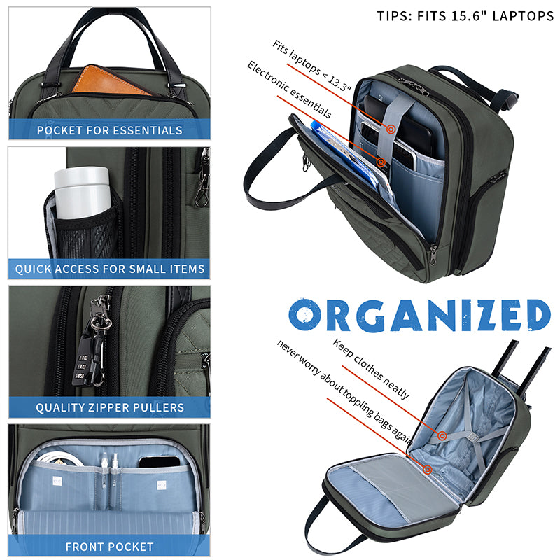 KROSER 16" Underseat Carry-On Suitcase with Laptop Compartment