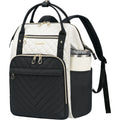 KROSER 17" Quilted Laptop Backpack – Black & Ivory