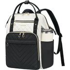 KROSER 17" Quilted Laptop Backpack – Black & Ivory
