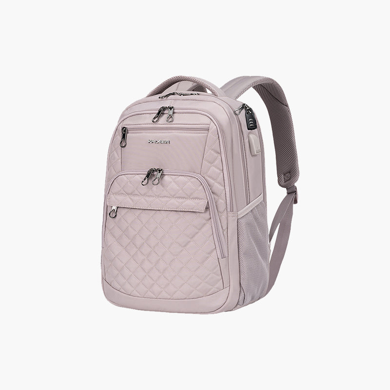 KROSER 17" Quilted Laptop Backpack with USB & RFID