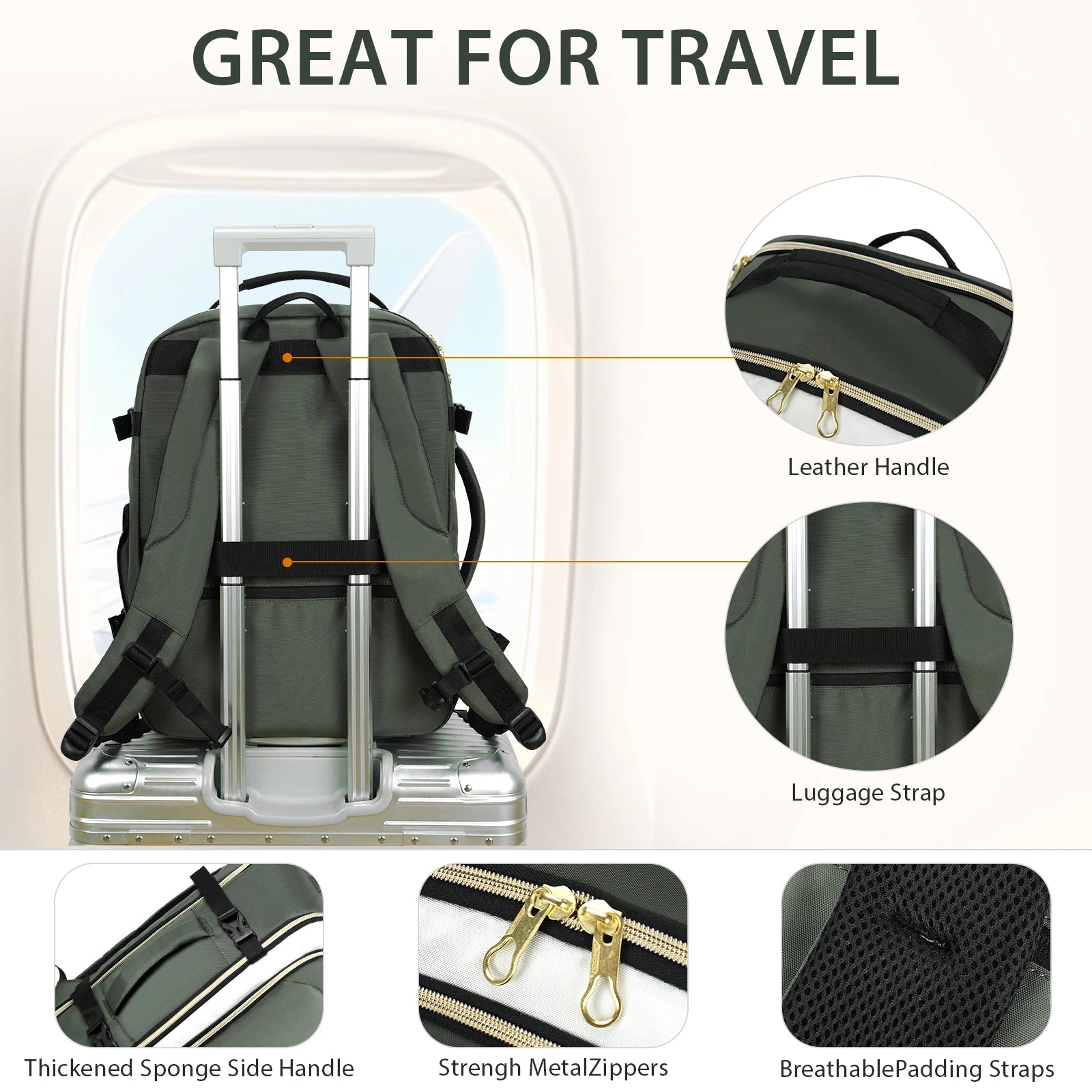 KROSER Travel Laptop Backpack 17.3" Carry-On Backpack for Weekend Trips