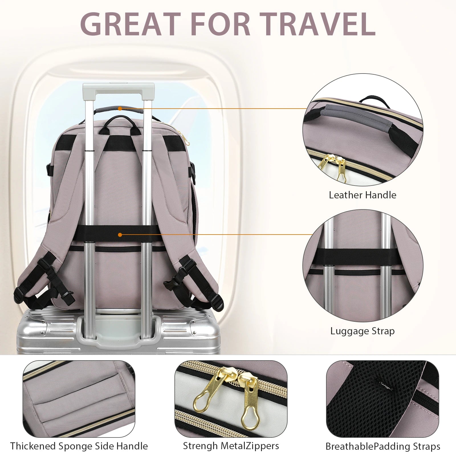 KROSER Women's Travel Laptop Backpack 17.3" Carry-On Backpack
