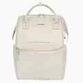 White laptop backpack with top handle and front zipper pocket