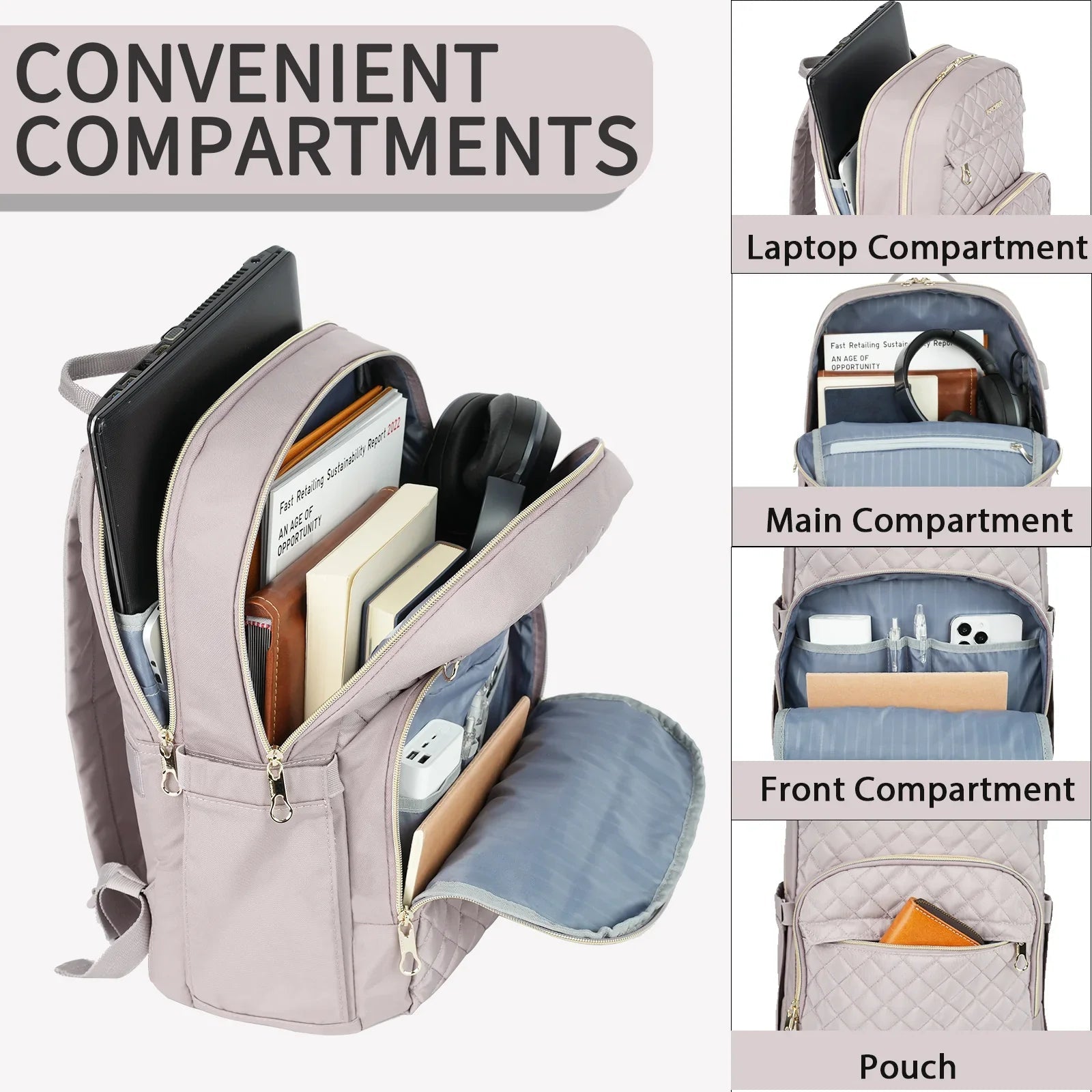 KROSER 15.6" Laptop Backpack with USB Port - KROSER