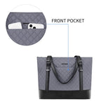 KROSER-KROSER 15.6" Quilted Laptop Tote Bag with USB Port-18